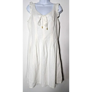 INC International Concepts 14 Dress White A Line Cottage Core Lace Up NWT